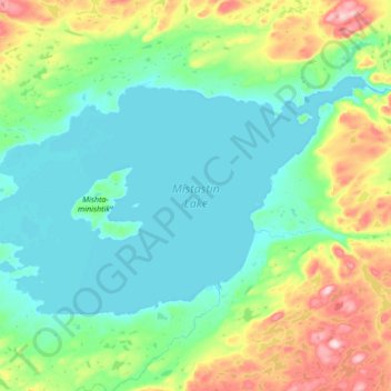 Mapa topográfico Mistastin Lake, altitude, relevo