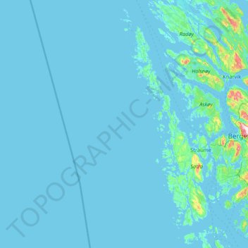 Mapa topográfico Øygarden, altitude, relevo
