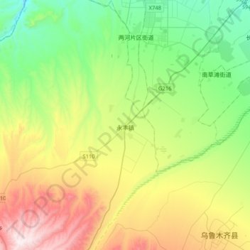 Mapa topográfico 永丰镇, altitude, relevo