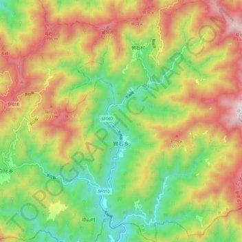 Mapa topográfico 狮石乡, altitude, relevo