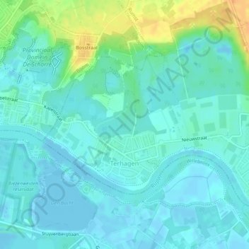 Mapa topográfico Terhagen, altitude, relevo