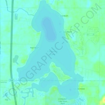Mapa topográfico Coldwater Lake, altitude, relevo