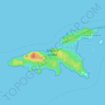 Mapa topográfico Scatarie Island, altitude, relevo