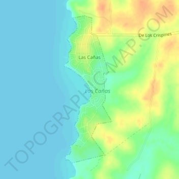 Mapa topográfico Las Cañas, altitude, relevo