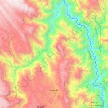 Mapa topográfico Celendín, altitude, relevo