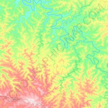 Mapa topográfico Diamante do Sul, altitude, relevo