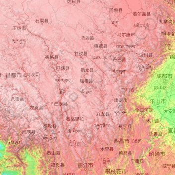 Mapa topográfico 雅砻江, altitude, relevo