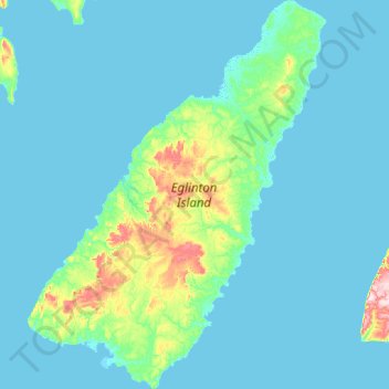 Mapa topográfico Eglinton Island, altitude, relevo
