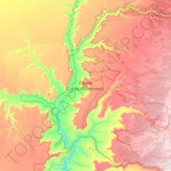 Mapa topográfico Kanab Creek Wilderness Area, altitude, relevo
