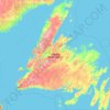 Mapa topográfico Isla de Terranova, altitude, relevo
