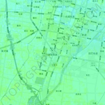 Mapa topográfico 南城街道, altitude, relevo