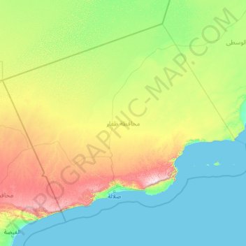 Mapa topográfico Dofar, altitude, relevo