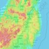 Mapa topográfico Préfecture de Fukushima, altitude, relevo
