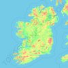 Mapa topográfico Irlanda, altitude, relevo