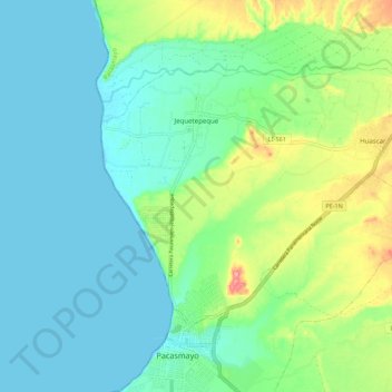 Mapa topográfico Jequetepeque, altitude, relevo