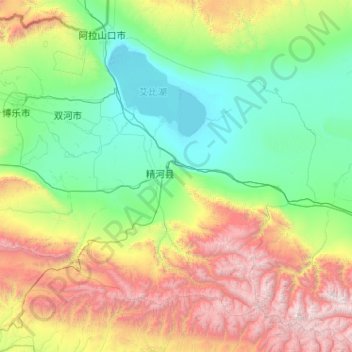 Mapa topográfico Jinghe County, altitude, relevo