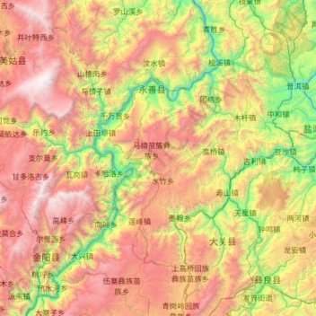 Mapa topográfico 永善县, altitude, relevo