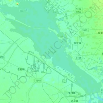 Mapa topográfico 昭阳湖, altitude, relevo