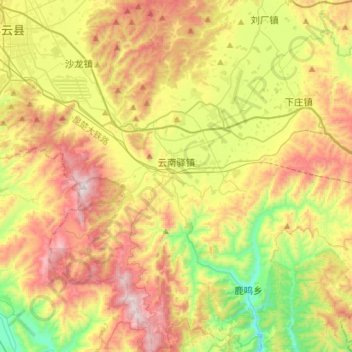 Mapa topográfico 云南驿镇, altitude, relevo