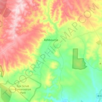 Mapa topográfico Ashbourne, altitude, relevo