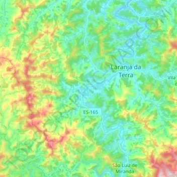 Mapa topográfico Laranja da Terra, altitude, relevo