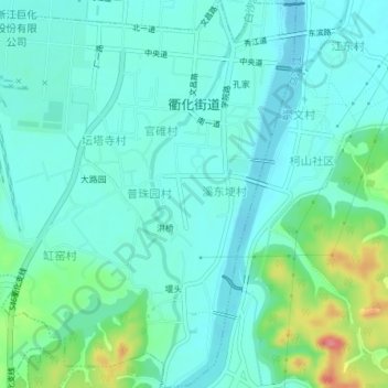 Mapa topográfico 衢化街道, altitude, relevo
