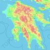 Mapa topográfico Peloponeso, altitude, relevo