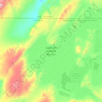 Mapa topográfico Salar del Hombre Muerto, altitude, relevo