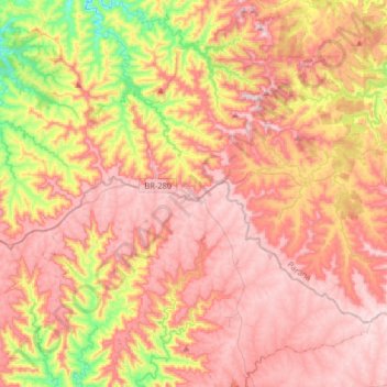 Mapa topográfico Flor da Serra do Sul, altitude, relevo