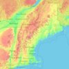 Mapa topográfico New England, altitude, relevo