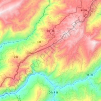 Mapa topográfico 金厂镇, altitude, relevo