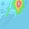 Mapa topográfico Praia de São Miguel, altitude, relevo