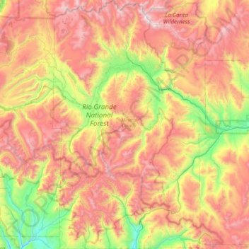 Mapa topográfico Mineral County, altitude, relevo