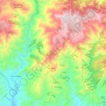 Mapa topográfico Bova, altitude, relevo