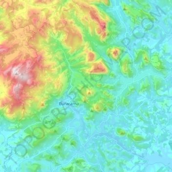 Mapa topográfico Burarama, altitude, relevo