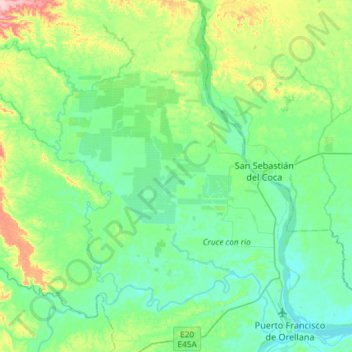 Mapa topográfico Nuevo Paraíso, altitude, relevo