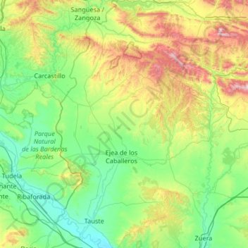 Mapa topográfico Cinco Villas, altitude, relevo
