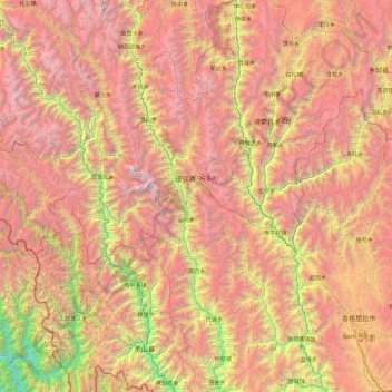 Mapa topográfico Dêqên County, altitude, relevo