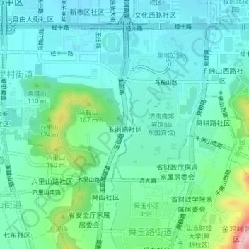 Mapa topográfico 玉函路社区, altitude, relevo