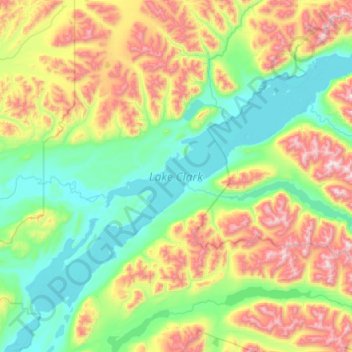 Mapa topográfico Lake Clark, altitude, relevo