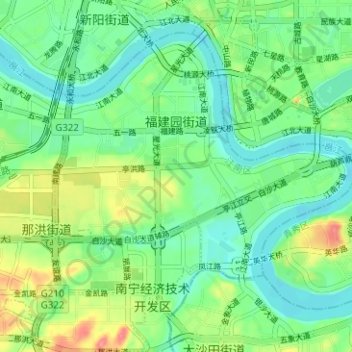 Mapa topográfico 福建园街道, altitude, relevo