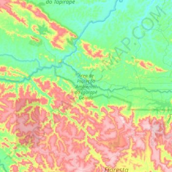 Mapa topográfico Área de Proteção Ambiental do Igarapé Gelado, altitude, relevo