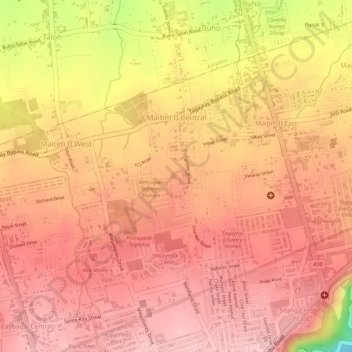 Mapa topográfico Maitim II Central, altitude, relevo
