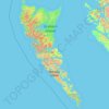 Mapa topográfico Haida Gwaii, altitude, relevo