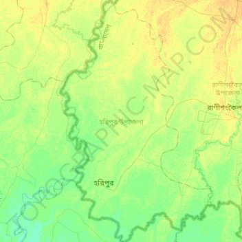 Mapa topográfico Haripur, altitude, relevo
