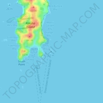 Mapa topográfico Sandy Bay Island, altitude, relevo