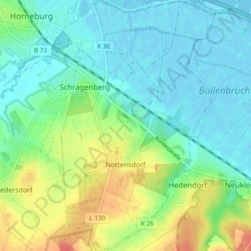Mapa topográfico Nottensdorf, altitude, relevo