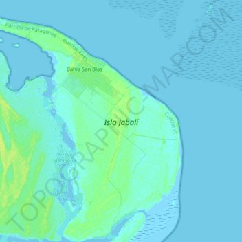 Mapa topográfico Isla Jabalí, altitude, relevo