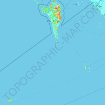 Mapa topográfico Phu Quoc Insel, altitude, relevo