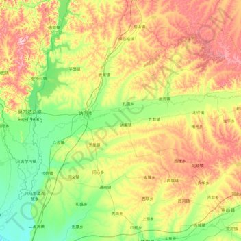 Mapa topográfico 讷河市, altitude, relevo